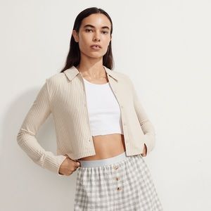 MWL Brushed Rib Cropped Cardigan Sweater